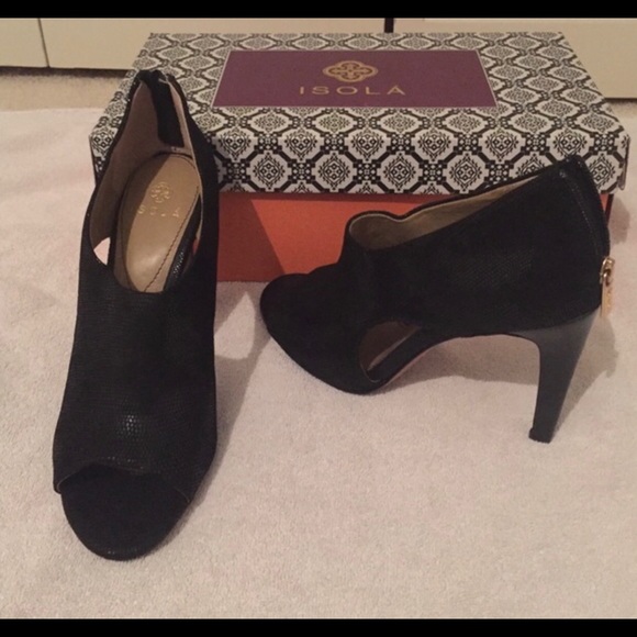 Isola Black Peep Toe Heels - Picture 4 of 6